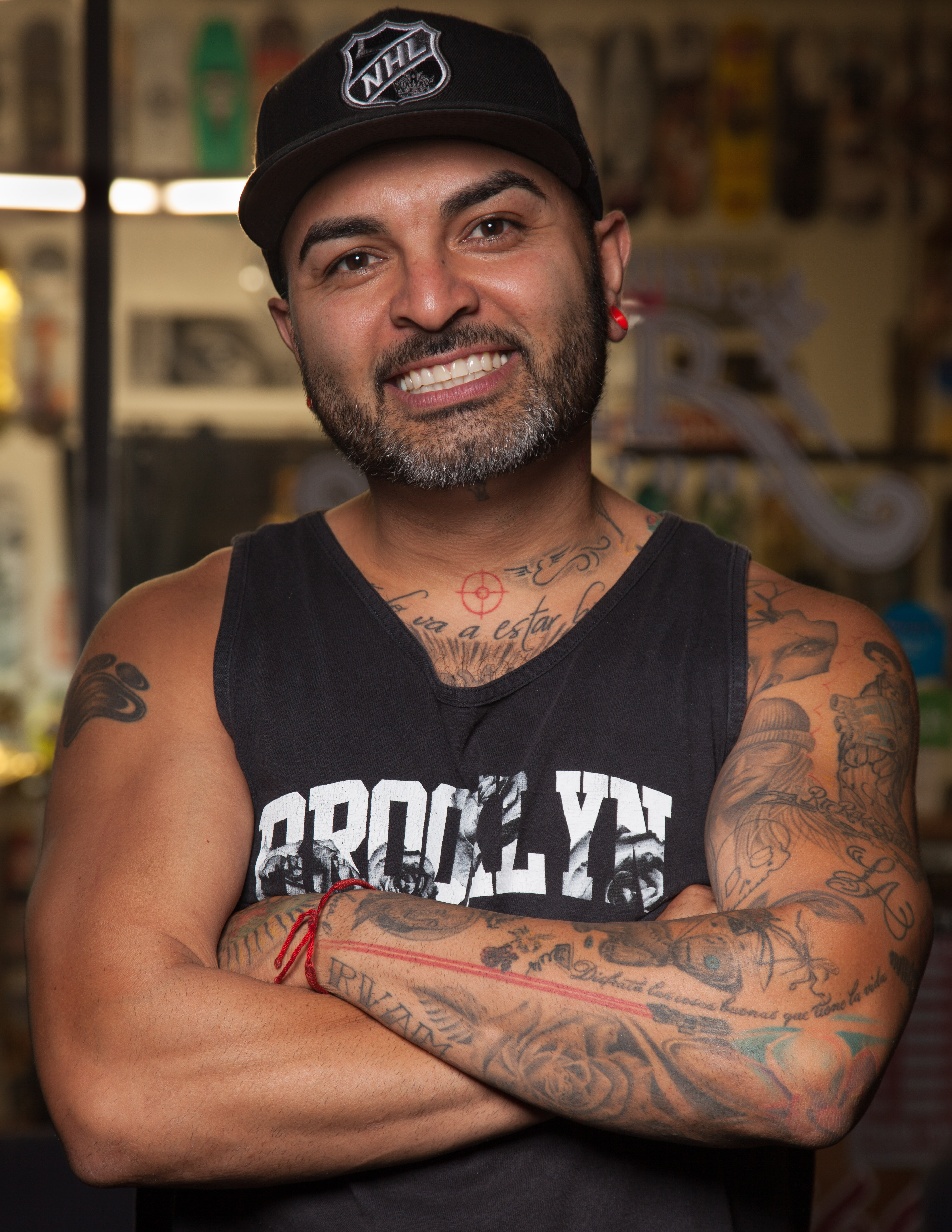 Portait of a man with tattoos